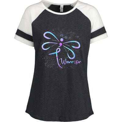 Wo Suicide Prevention Awareness Dragonfly Semicolon Enza Ladies Jersey Colorblock Tee