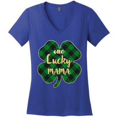 Wo St Patrick's Day Gift For Moms Cute One Lucky Mama Gift Women's V-Neck T-Shirt