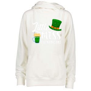 Wo's St Patrick's Day Tee Little Miss Shenanigans Gift Womens Funnel Neck Pullover Hood