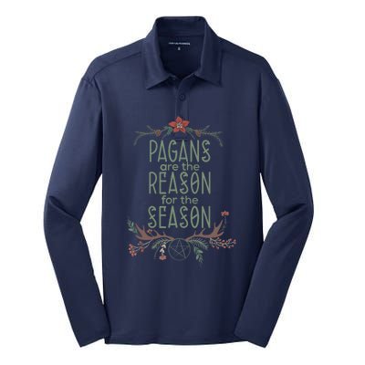 Winter Solstice Pagans Are The Reason For The Season Yule Silk Touch Performance Long Sleeve Polo