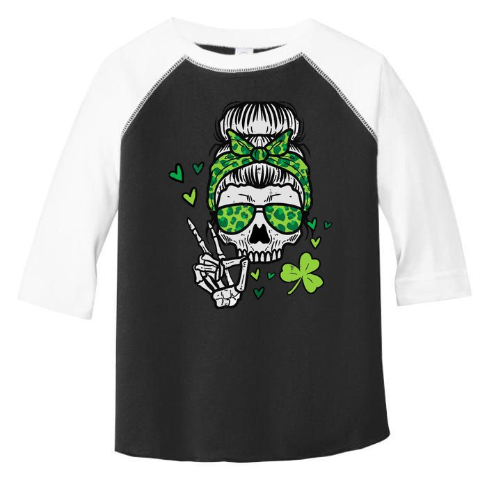 Wo St Patricks Day Skull Messy Bun Saint Pattys Paddys Wo Toddler Fine Jersey T-Shirt