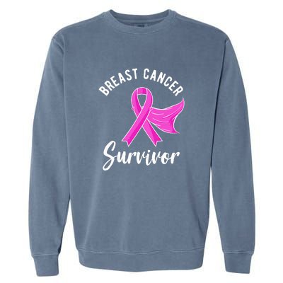 Women Survivor Pink Ribbon Breast Cancer Awareness Gift Garment-Dyed Sweatshirt