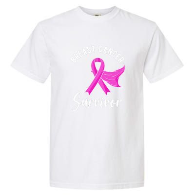 Women Survivor Pink Ribbon Breast Cancer Awareness Gift Garment-Dyed Heavyweight T-Shirt