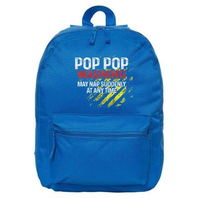 Warning Sign Pop Pop May Nap Suddenly At Any Time 16 in Basic Backpack