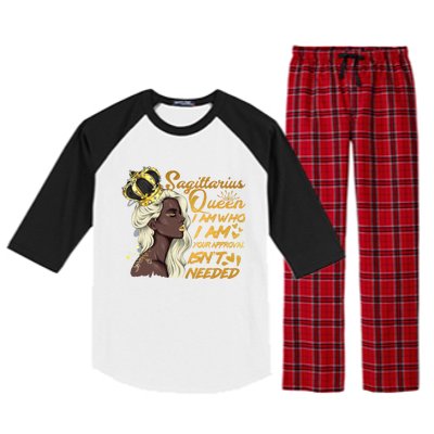 Wo Sagittarius Queen Birthday Zodiac Gift Black Gi Gift Raglan Sleeve Pajama Set