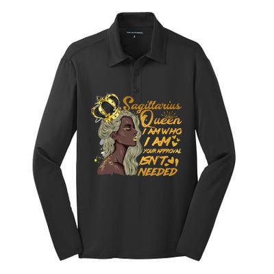 Wo Sagittarius Queen Birthday Zodiac Gift Black Gi Gift Silk Touch Performance Long Sleeve Polo