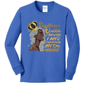 Wo Sagittarius Queen Birthday Zodiac Gift Black Gi Gift Kids Long Sleeve Shirt