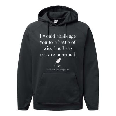 William Shakespeare Quote English Literature Performance Fleece Hoodie