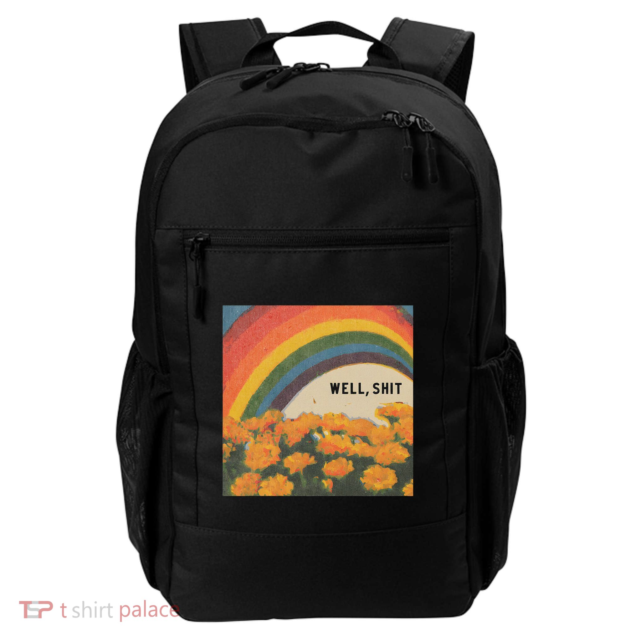 Well Shit Retro Fun Rainbow Floral Art Print Daily Commute Backpack