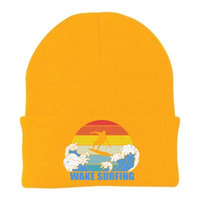 Wake Surfing Retro Sunset Knit Cap Winter Beanie