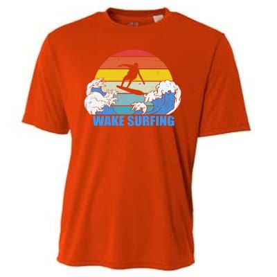 Wake Surfing Retro Sunset Cooling Performance Crew T-Shirt