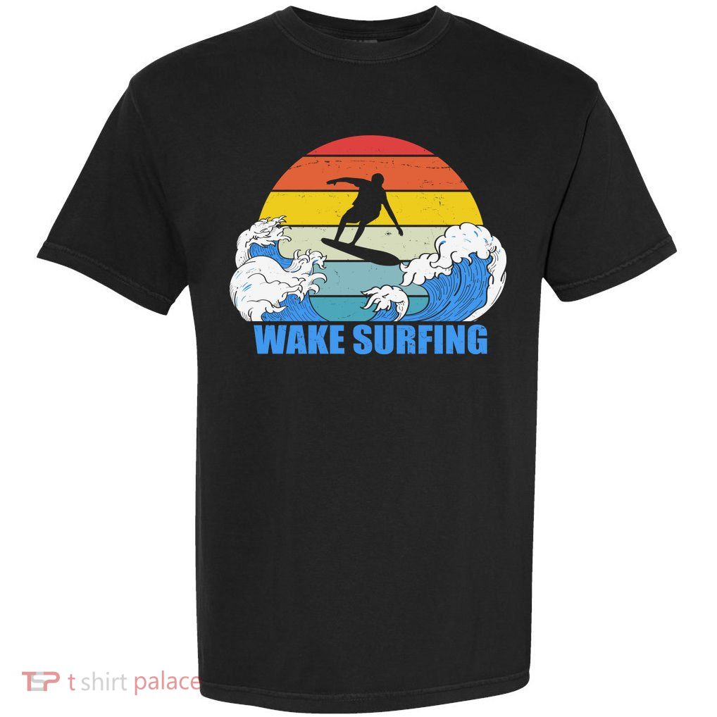 Wake Surfing Retro Sunset Garment-Dyed Heavyweight T-Shirt