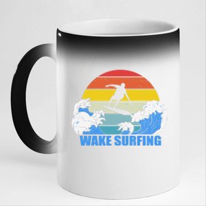 Wake Surfing Retro Sunset 11oz Black Color Changing Mug