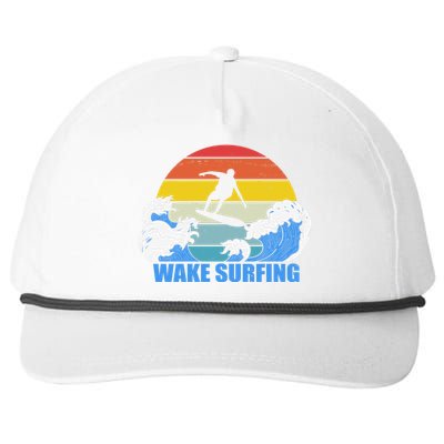 Wake Surfing Retro Sunset Snapback Five-Panel Rope Hat