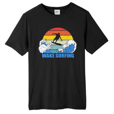 Wake Surfing Retro Sunset Tall Fusion ChromaSoft Performance T-Shirt