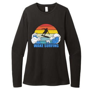 Wake Surfing Retro Sunset Womens CVC Long Sleeve Shirt