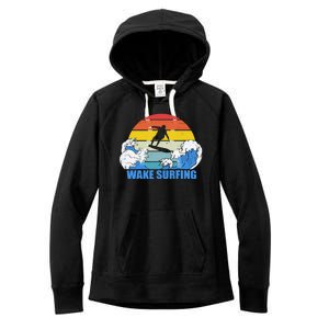 Wake Surfing Retro Sunset Women's Fleece Hoodie