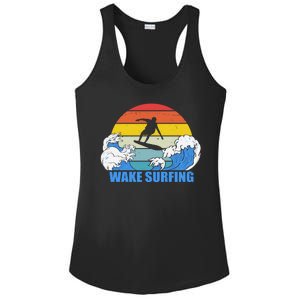 Wake Surfing Retro Sunset Ladies PosiCharge Competitor Racerback Tank