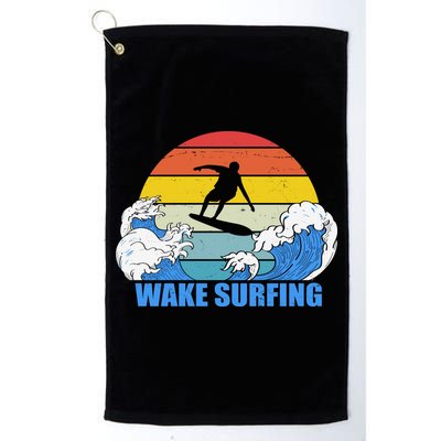 Wake Surfing Retro Sunset Golf Towel