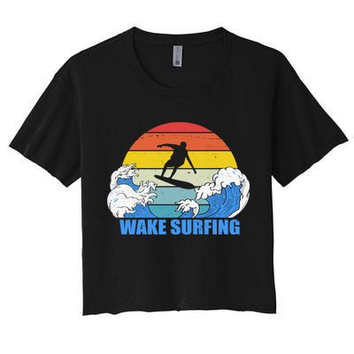 Wake Surfing Retro Sunset Crop Top