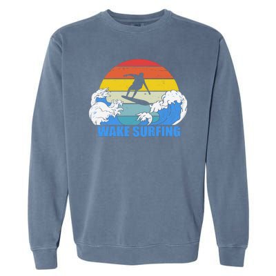 Wake Surfing Retro Sunset Garment-Dyed Sweatshirt