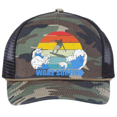 Wake Surfing Retro Sunset Retro Rope Trucker Hat Cap