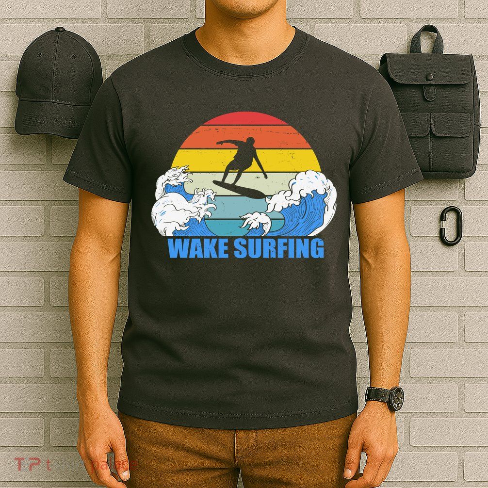Wake Surfing Retro Sunset T-Shirt