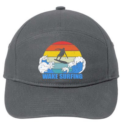 Wake Surfing Retro Sunset 7-Panel Snapback Hat