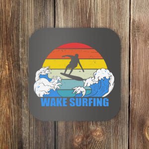 Wake Surfing Retro Sunset Coaster