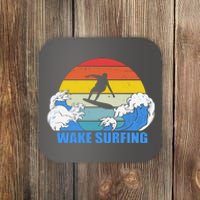 Wake Surfing Retro Sunset Coaster