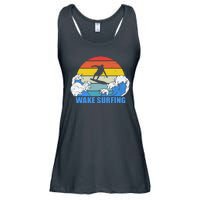 Wake Surfing Retro Sunset Ladies Essential Flowy Tank