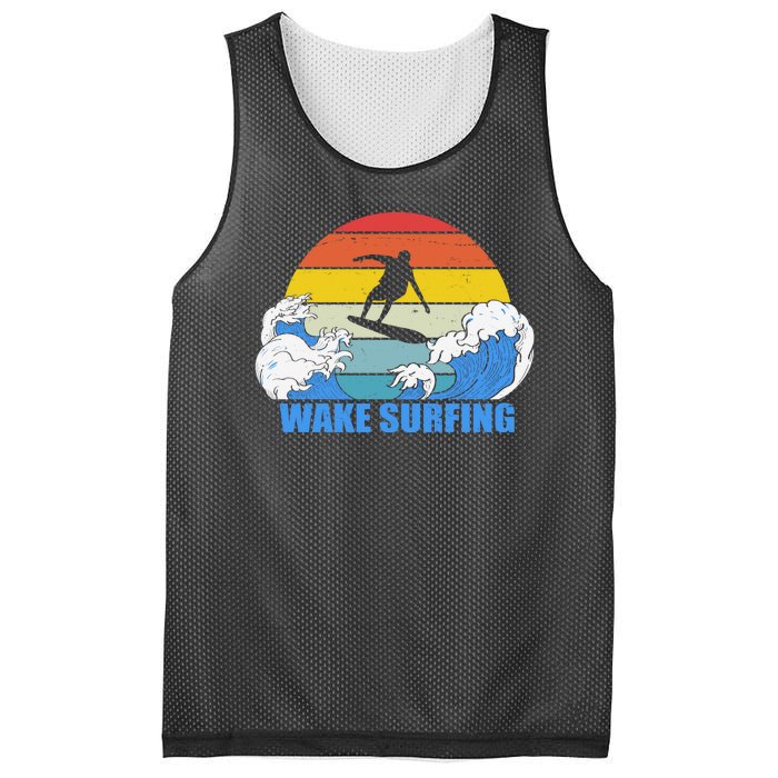 Wake Surfing Retro Sunset Mesh Reversible Basketball Jersey Tank