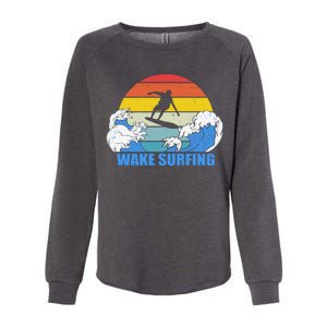 Wake Surfing Retro Sunset Womens California Wash Sweatshirt