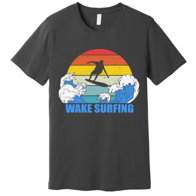 Wake Surfing Retro Sunset Premium T-Shirt