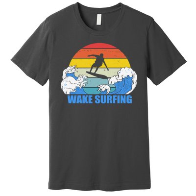 Wake Surfing Retro Sunset Premium T-Shirt