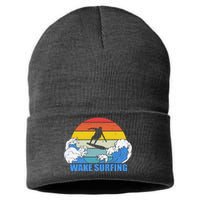 Wake Surfing Retro Sunset Sustainable Knit Beanie