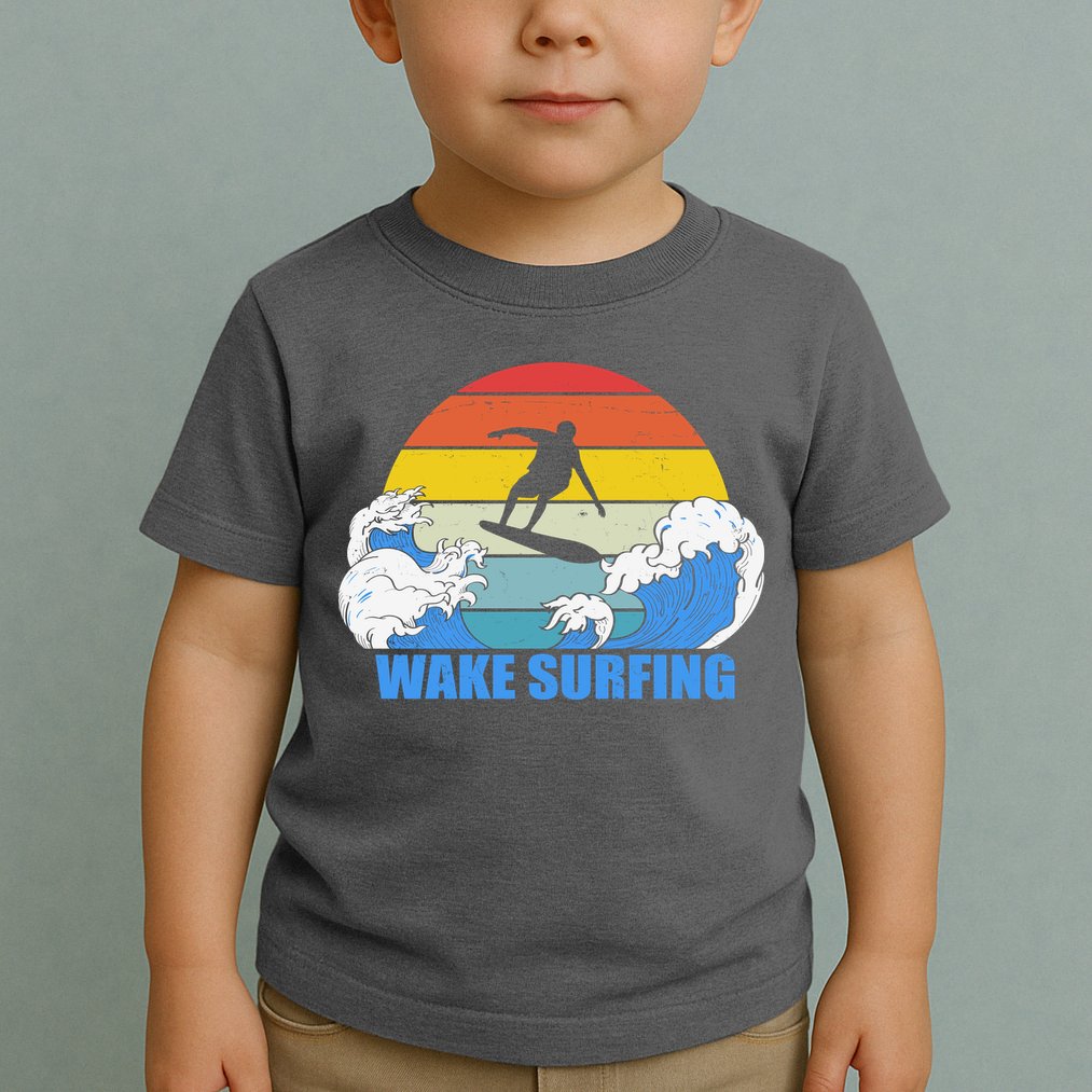Wake Surfing Retro Sunset Toddler T-Shirt