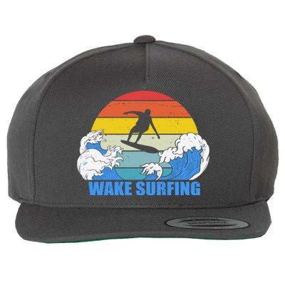 Wake Surfing Retro Sunset Wool Snapback Cap