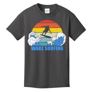 Wake Surfing Retro Sunset Kids T-Shirt