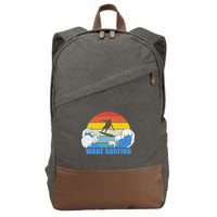 Wake Surfing Retro Sunset Cotton Canvas Backpack