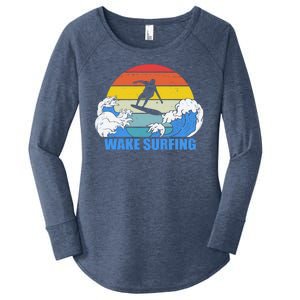 Wake Surfing Retro Sunset Women's Perfect Tri Tunic Long Sleeve Shirt