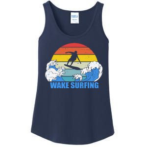 Wake Surfing Retro Sunset Ladies Essential Tank