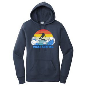 Wake Surfing Retro Sunset Women's Pullover Hoodie