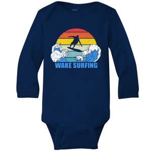 Wake Surfing Retro Sunset Baby Long Sleeve Bodysuit