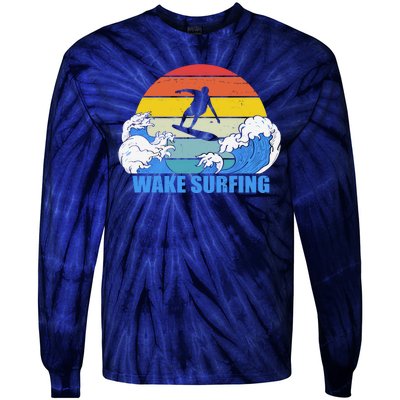 Wake Surfing Retro Sunset Tie-Dye Long Sleeve Shirt