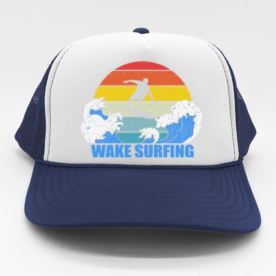 Wake Surfing Retro Sunset Trucker Hat