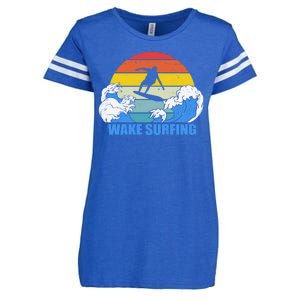 Wake Surfing Retro Sunset Enza Ladies Jersey Football T-Shirt