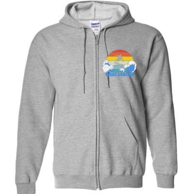 Wake Surfing Retro Sunset Full Zip Hoodie