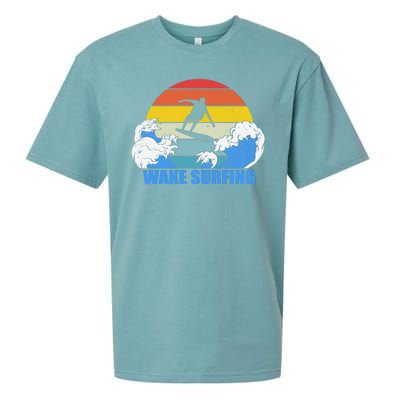 Wake Surfing Retro Sunset Sueded Cloud Jersey T-Shirt