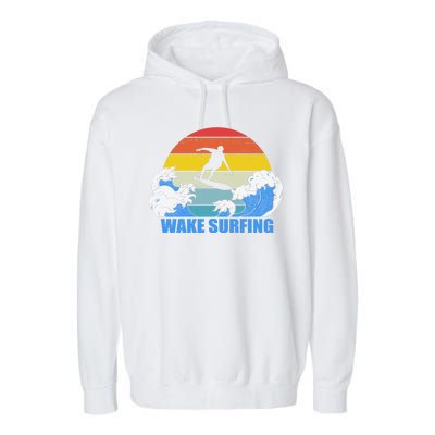 Wake Surfing Retro Sunset Garment-Dyed Fleece Hoodie